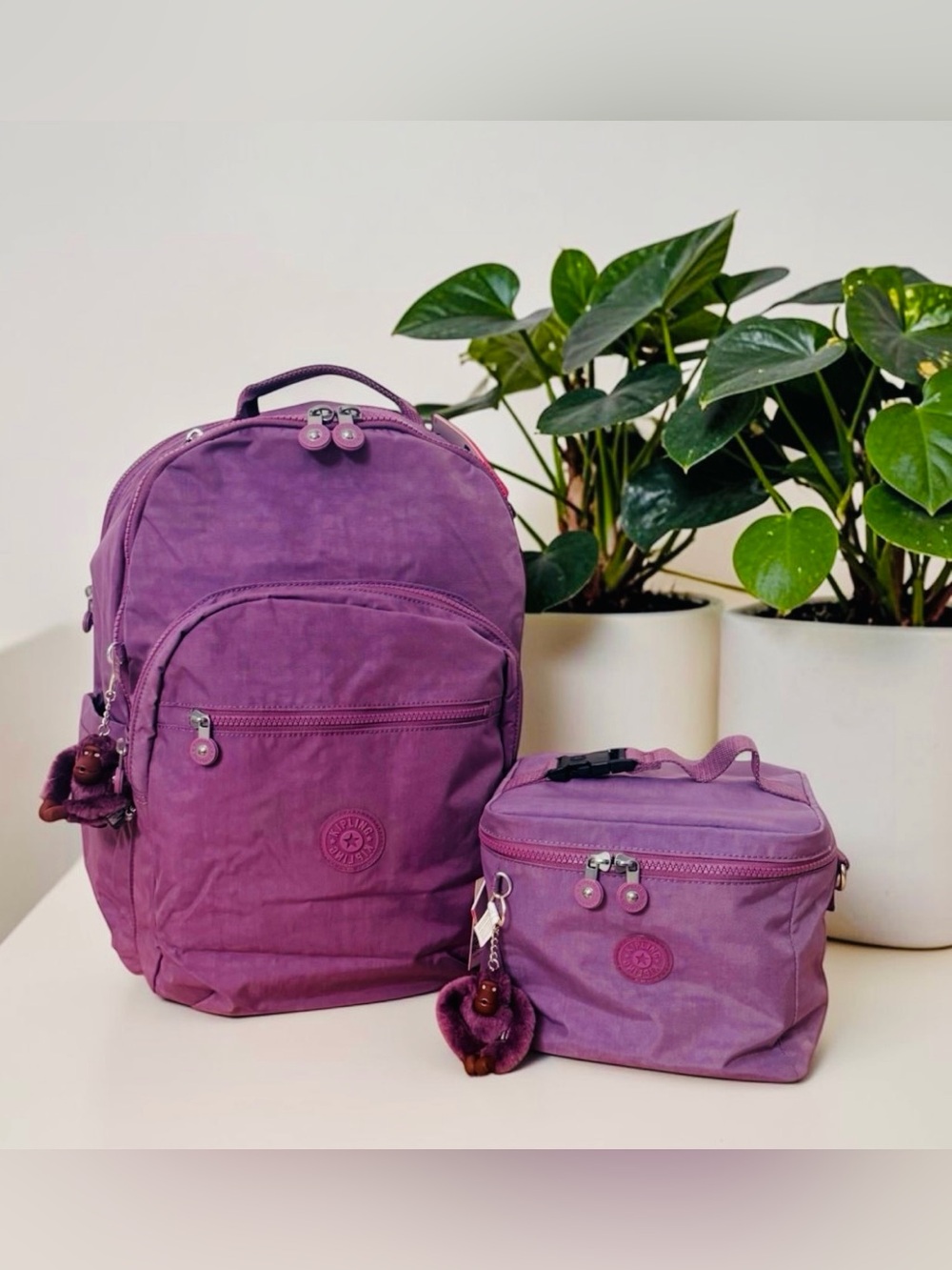 Kipling Seoul XL 17” Laptop Backpack & Graham Insulated Food Bag Passion Purple